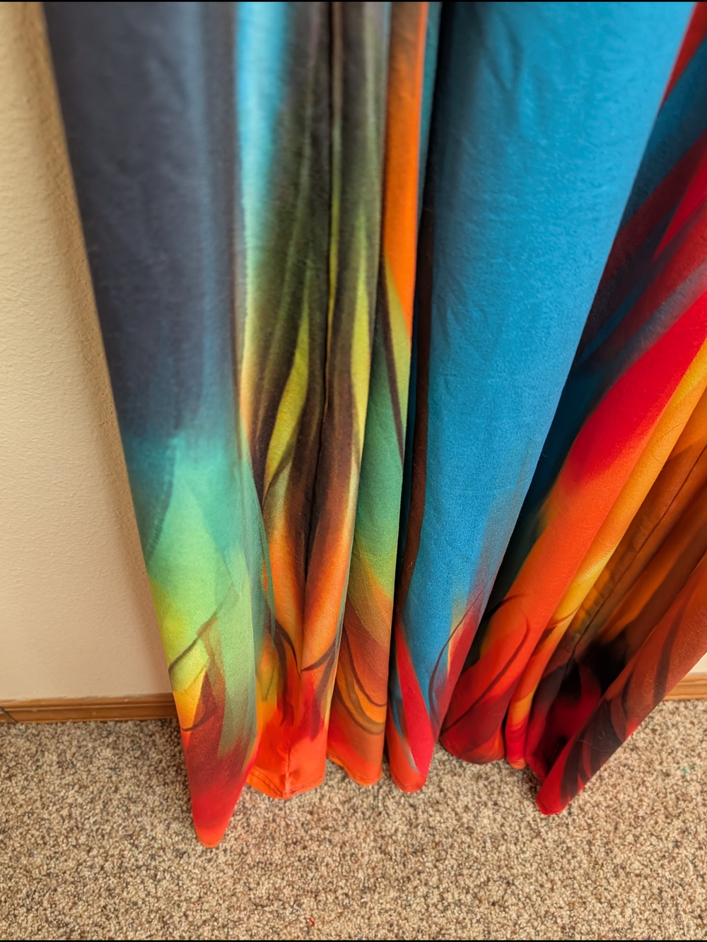 Rainbow Ombre Wrap Maxi Dress 2XL Charcoal Flame Print Pockets - Picture 5 of 8